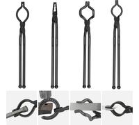 Jeu de pinces de forgeage, V-Bit, Wolf, ZV, pince de préhension 4 pcs. Pince de forgeage en acier au carbone, 465 x 60 x 19 mm / 461 x 68 x 18 mm / 458 x 38 x 19,0 mm / 463 x 78 x 52,3 mm, avec manche