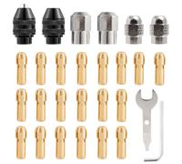 Jeu de pinces de mandrin de forage 28 pièces pour Dremel, 1/32 "à 1/8" remplacement 4486 foret sans clé tige de mandrin outil rotatif changement rapide