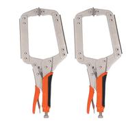 Jeu de pinces de serrage C de verrouillage, 2 pièces, pince faciale robuste pour le travail du bois avec tampons rotatifs pour le soudage des trous de poche, menuiserie 9 pouces (14 Inches)