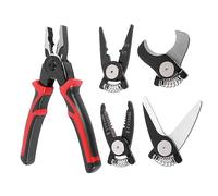 Jeu de pinces multifonctions 5 en 1, outil à tête interchangeable pour r, dénuder et sertir les fils, travaux de tôlerie et construction en acier au carbone