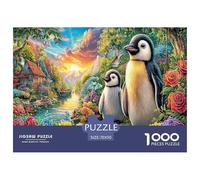 Jeu de Pingouins en Duo 1000pcs pour Femmes et Hommes Pingouins et Fleurs colorées, Jeu Familial Amusant et Stimulant, idée Cadeau (70 x 50 cm/1000 pièces).