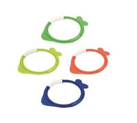 Jeu De Piscine Bestway Lil Fish Avec 4 Anneaux De Plongée De Couleurs Bleu Orange Vert Pour Enfants