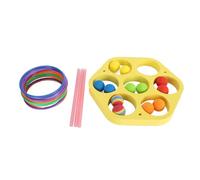 Jeu de Piscine de Natation Eva Hexagonal Round avec 12pcs Balls 12pcs Anneaux Floative Pool Games lançant des Jouets pour Party Beach