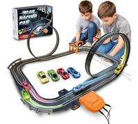 Jeu de pistes de course de voitures à sous, piste de voiture de course électrique avec voitures à fente et accessoires, piste de course à double voie pour garçons et filles de 5 ans pour garçons et