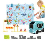 Jeu de pistes de voiture pour enfants Puzzle Racer, puzzle et combo de pistes | Ensemble de voiture de course puzzle,Nouveauté puzzle créatif interactif avec des pistes de voiture pour l'anniversaire