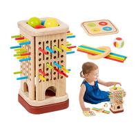 Jeu De Planchettes en Bois pour | Jouet Éducatif d'apprentissage avec Bâtons Colorés, Dés Et Balles - Jouet Interactif pour Développer La Patience, La Pensée Logique Et L'apprentissage