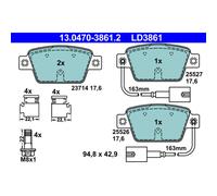 Jeu de plaquettes de frein ATE 13.0470-3861.2, arrière, Céramique