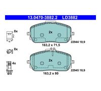 Jeu de plaquettes de frein ATE 13.0470-3882.2, avant, Céramique