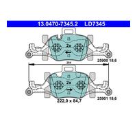 Jeu de plaquettes de frein ATE 13.0470-7345.2, avant, Céramique