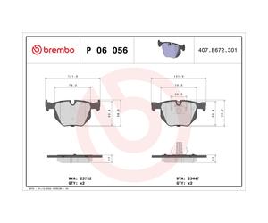 Jeu de plaquettes de frein BREMBO P 06 056, arrière
