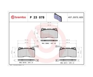 Jeu de plaquettes de frein BREMBO P 23 078, avant