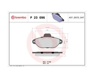 Jeu de plaquettes de frein BREMBO P 23 096, avant