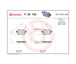 Jeu de plaquettes de frein BREMBO P 23 133, arrière