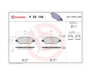 Jeu de plaquettes de frein BREMBO P 23 145, avant