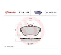 Jeu de plaquettes de frein BREMBO P 23 189, arrière