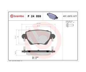 Jeu de plaquettes de frein BREMBO P 24 059, arrière