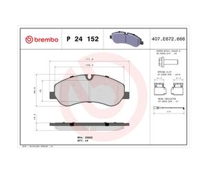 Jeu de plaquettes de frein BREMBO P 24 152, avant