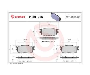 Jeu de plaquettes de frein BREMBO P 30 026, avant