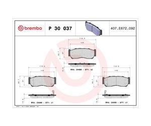 Jeu de plaquettes de frein BREMBO P 30 037, arrière