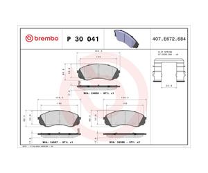 Jeu de plaquettes de frein BREMBO P 30 041, avant