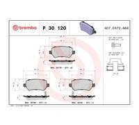 Jeu de plaquettes de frein BREMBO P 30 120, arrière