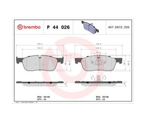 Jeu de plaquettes de frein BREMBO P 44 026, avant