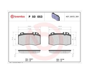 Jeu de plaquettes de frein BREMBO P 50 053, avant