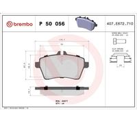 Jeu de plaquettes de frein BREMBO P 50 056 pour W169) 2 2004-2012