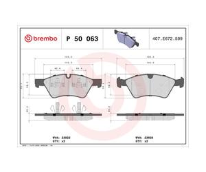 Jeu de plaquettes de frein BREMBO P 50 063, avant
