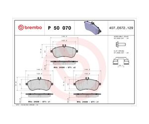 Jeu de plaquettes de frein BREMBO P 50 070, avant