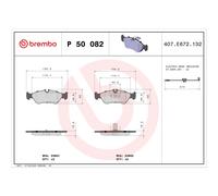 Jeu de plaquettes de frein BREMBO P 50 082, arrière