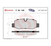 Jeu de plaquettes de frein BREMBO P 50 126, arrière