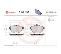 Jeu de plaquettes de frein BREMBO P 50 136, arrière