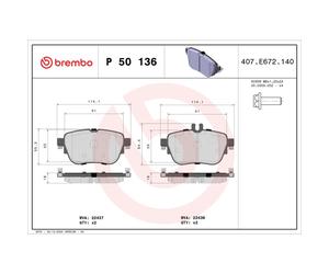 Jeu de plaquettes de frein BREMBO P 50 136, arrière