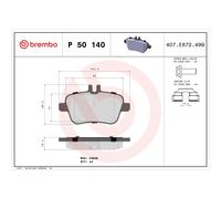 Jeu de plaquettes de frein BREMBO P 50 140, Arrière