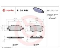 Jeu de plaquettes de frein BREMBO P 54 034 pour DODGE CALIBER 2 2006-2011