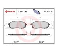 Jeu de plaquettes de frein BREMBO P 56 065, avant