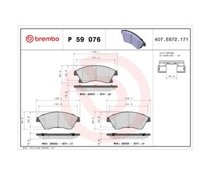 Jeu de plaquettes de frein BREMBO P 59 076, avant