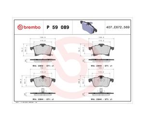 Jeu de plaquettes de frein BREMBO P 59 089, avant