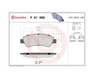 Jeu de plaquettes de frein BREMBO P 61 066, avant