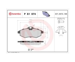 Jeu de plaquettes de frein BREMBO P 61 074, avant