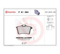 Jeu de plaquettes de frein BREMBO P 61 084, arrière