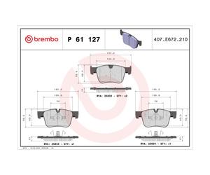 Jeu de plaquettes de frein BREMBO P 61 127, avant