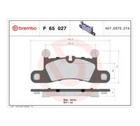 Jeu de plaquettes de frein BREMBO P 65 027, arrière