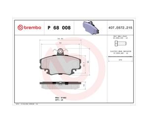 Jeu de plaquettes de frein BREMBO P 68 008, avant