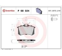Jeu de plaquettes de frein BREMBO P 68 024 pour CITROEN C3 II (SC_) 1 2012-2016