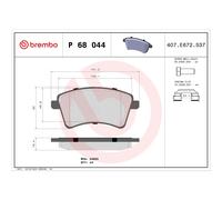 Jeu de plaquettes de frein BREMBO P 68 044, avant