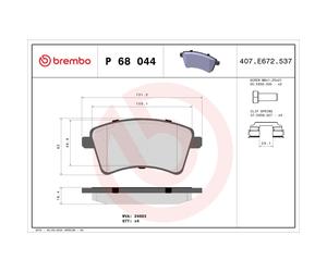 Jeu de plaquettes de frein BREMBO P 68 044, avant