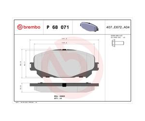 Jeu de plaquettes de frein BREMBO P 68 071, avant