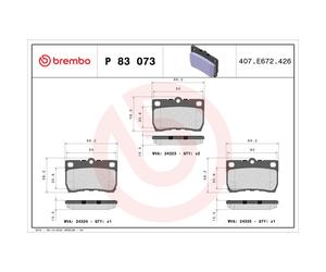 Jeu de plaquettes de frein BREMBO P 83 073, arrière